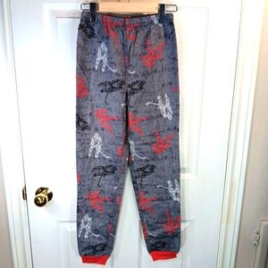 George Hockey Lounge Pants Pajama Sleep Flannel Gray Red Boy's Size L NWOT